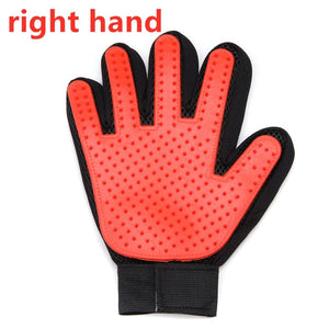 GeckoCustom Pet Hair Remover Massage Brush Grooming Glove Right Red