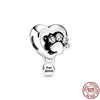 GeckoCustom Pet Paw Print & Bone Dangle Charm Authentic 925 Sterling Silver Bead Fit Original Pandora Bracelet Necklace Jewelry For Women SS73