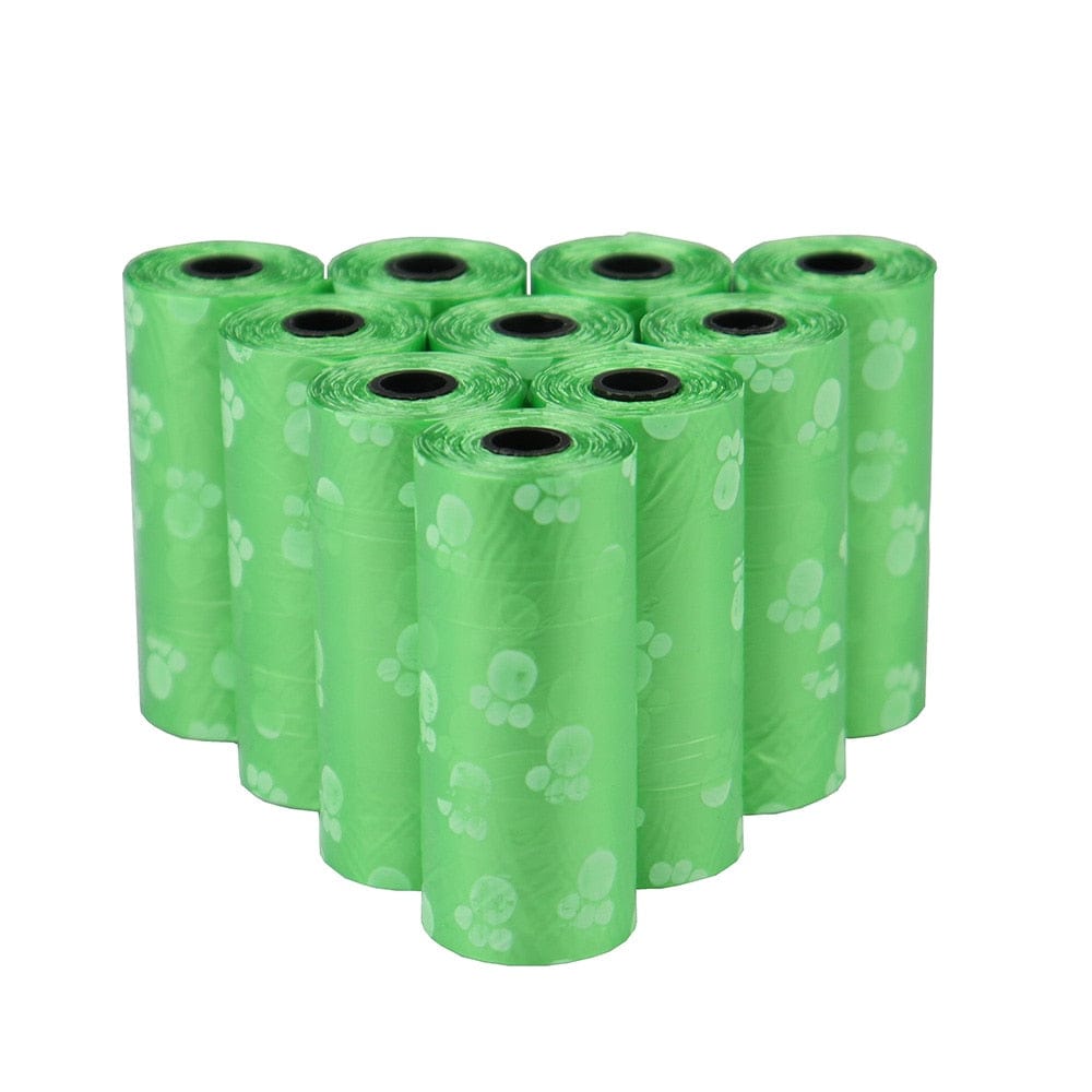 GeckoCustom Pet Poop Bags Disposable Dog Waste Bags, Bulk Poop Bags with Leash Clip and Bone Bag Dispenser 5Roll(75Pcs) Bags with Paw Prints 5 Roll Green