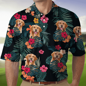 GeckoCustom pload Dog Cat Photo Hibiscus Flower Hawaiian Family Polo Shirt DM01 891123