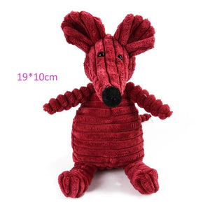 GeckoCustom Plush Dog Toy Animals Shape Bite Resistant Squeaky Toys Corduroy Dog Toys for Small Large Dogs Puppy Pets Training Accessories Mouse