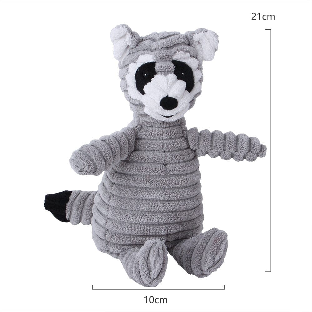 GeckoCustom Plush Dog Toy Animals Shape Bite Resistant Squeaky Toys Corduroy Dog Toys for Small Large Dogs Puppy Pets Training Accessories Raccoon