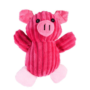 GeckoCustom Plush Dog Toy Animals Shape Bite Resistant Squeaky Toys Corduroy Dog Toys for Small Large Dogs Puppy Pets Training Accessories Red Pig