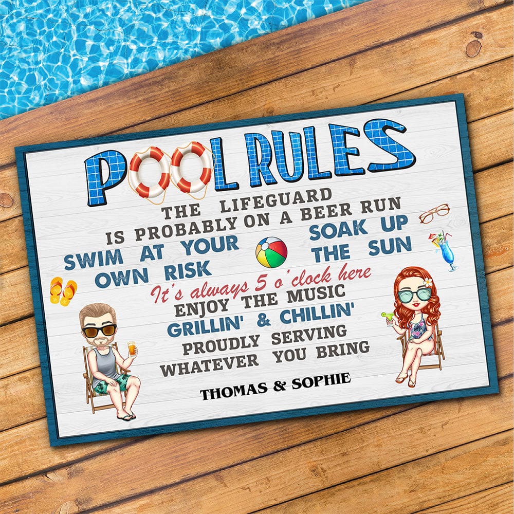 GeckoCustom Pool Rules Summer Doormat TA29 889489