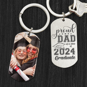 GeckoCustom Proud Dad Of A Class Of 2022 Graduate Graduation Metal Keychain HN590