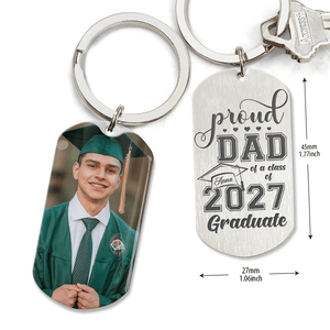 GeckoCustom Proud Dad Of A Class Of 2025 Graduate Graduation Metal Keychain HN590