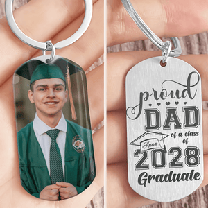 GeckoCustom Proud Dad Of A Class Of 2025 Graduate Graduation Metal Keychain HN590