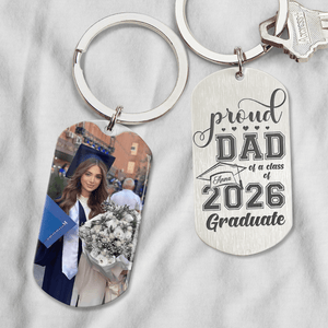 GeckoCustom Proud Dad Of A Class Of 2025 Graduate Graduation Metal Keychain HN590