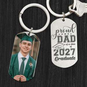 GeckoCustom Proud Dad Of A Class Of 2025 Graduate Graduation Metal Keychain HN590