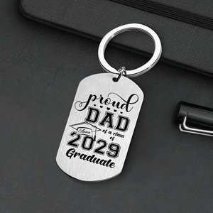 GeckoCustom Proud Dad Of A Class Of 2025 Graduate Graduation Metal Keychain HN590