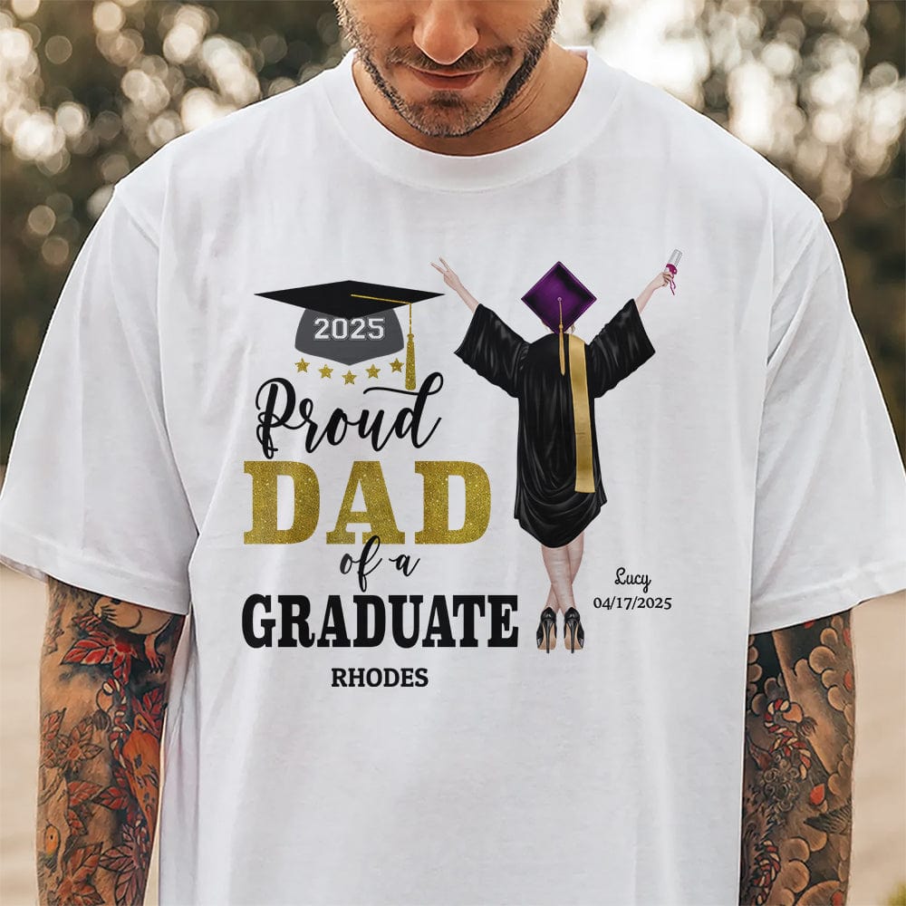 GeckoCustom Proud Dad Proud Mom of a Graduate Graduation Shirt 888887