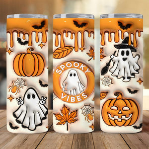 GeckoCustom Pumpkin And Spooky Vibes Halloween Skinny Tumbler HO82 891330 20 oz