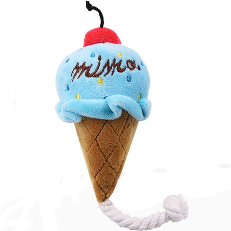 GeckoCustom Puppy Dog Plush Squeaky Toys for Small Medium Dogs Bone Aggressive Chewers for Pet Cat Products Puppy Accessories Blue Ice-cream / 1 Pc