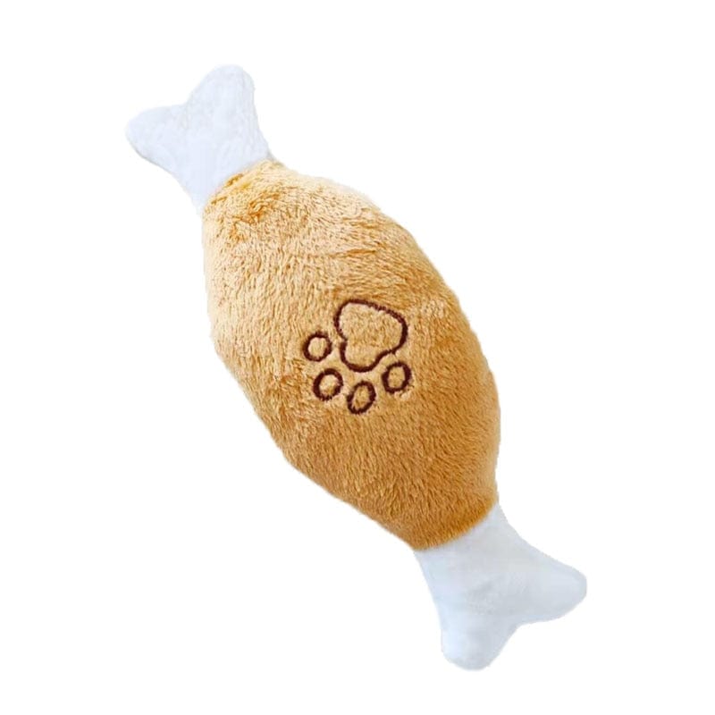 GeckoCustom Puppy Dog Plush Squeaky Toys for Small Medium Dogs Bone Aggressive Chewers for Pet Cat Products Puppy Accessories Chicken Leg / 1 Pc