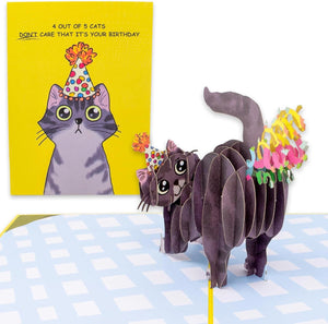 GeckoCustom ,Purr-Fect Pop up Birthday Card, 3D Cat Farting Confetti Funny Birthday Card, Cat Mom or Dad Bday Popup Cards for Husband, Wife, Friend, and Every Cat Lover, 1 Notepaper, 1 Envelope Purr-Fect Birthday