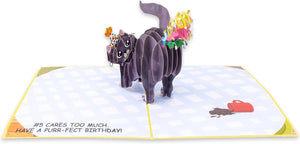 GeckoCustom ,Purr-Fect Pop up Birthday Card, 3D Cat Farting Confetti Funny Birthday Card, Cat Mom or Dad Bday Popup Cards for Husband, Wife, Friend, and Every Cat Lover, 1 Notepaper, 1 Envelope Purr-Fect Birthday