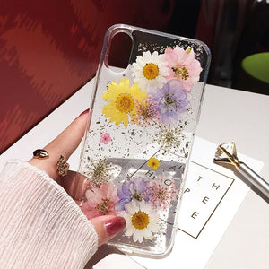 GeckoCustom Qianliyao Dried Flower Silver foil Phone Cases For iPhone 15 14 13 12 11 Pro Max XS Max XR X 6s 7 8 Plus SE Soft Silicone Cover