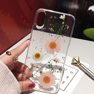 GeckoCustom Qianliyao Dried Flower Silver foil Phone Cases For iPhone 15 14 13 12 11 Pro Max XS Max XR X 6s 7 8 Plus SE Soft Silicone Cover