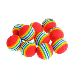 GeckoCustom Rainbow EVA Cat Toys Ball Interactive Cat Dog Play Chewing Rattle Scratch EVA Ball Training Balls Pet Toys Supplies 10pcs