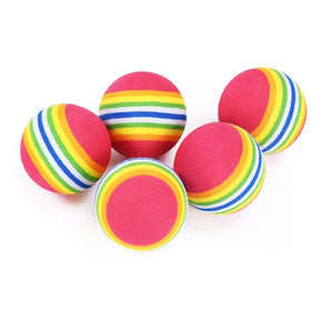 GeckoCustom Rainbow EVA Cat Toys Ball Interactive Cat Dog Play Chewing Rattle Scratch EVA Ball Training Balls Pet Toys Supplies 5pcs