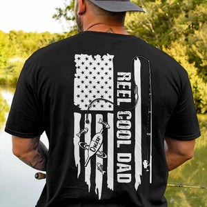 GeckoCustom Reel Cool Dad America Flag Back Fishing Shirt N304 888272