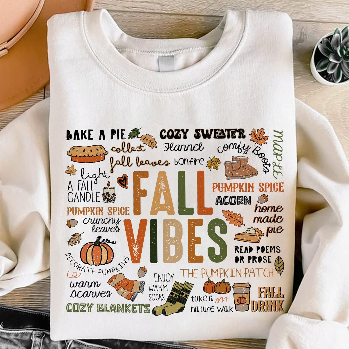 GeckoCustom Retro Fall Vibes Autumn Gift Thanksgiving Gift Bright Shirt HO82 893186