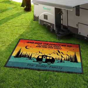 GeckoCustom Retro Sunset Welcome To Our Campsite Camping Patio Mat T286 888591 2.5'x4.6' (30x55 inch)