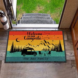 GeckoCustom Retro Sunset Welcome To Our Campsite Camping Patio Matm Personalized Gift NA29 888591