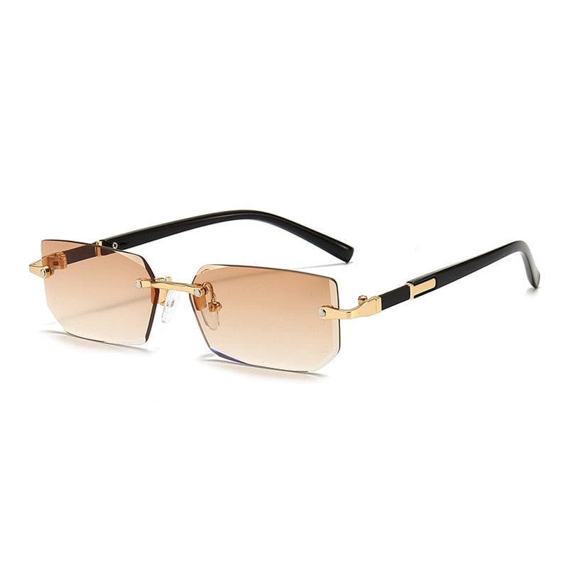 GeckoCustom Rimless Sunglasses Rectangle Fashion Popular Women Men Shades Small Square Sun Glasses For Female male Summer Traveling Oculos 4