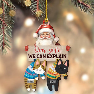 GeckoCustom Santa We Can Explain Funny Cat Christmas Wood Ornament Personalized Gift HO82 893106