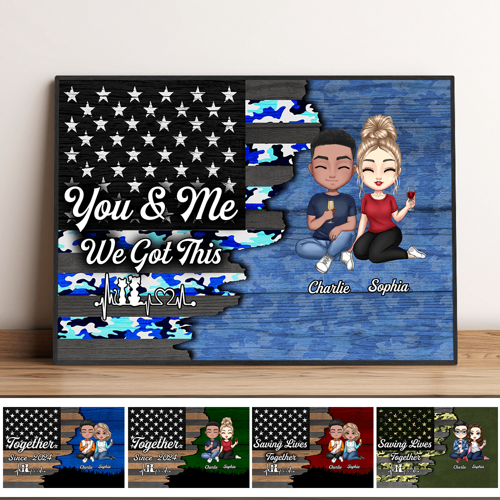 GeckoCustom Saving Lives Together With US Flag For Couple Poster HO82 890858