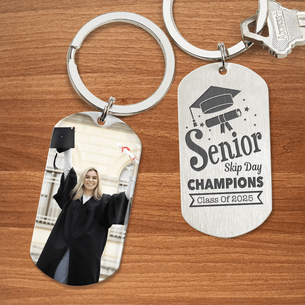 GeckoCustom Senior Skip Day Champions Class Of 2025 Graduation Metal Keychain 890371