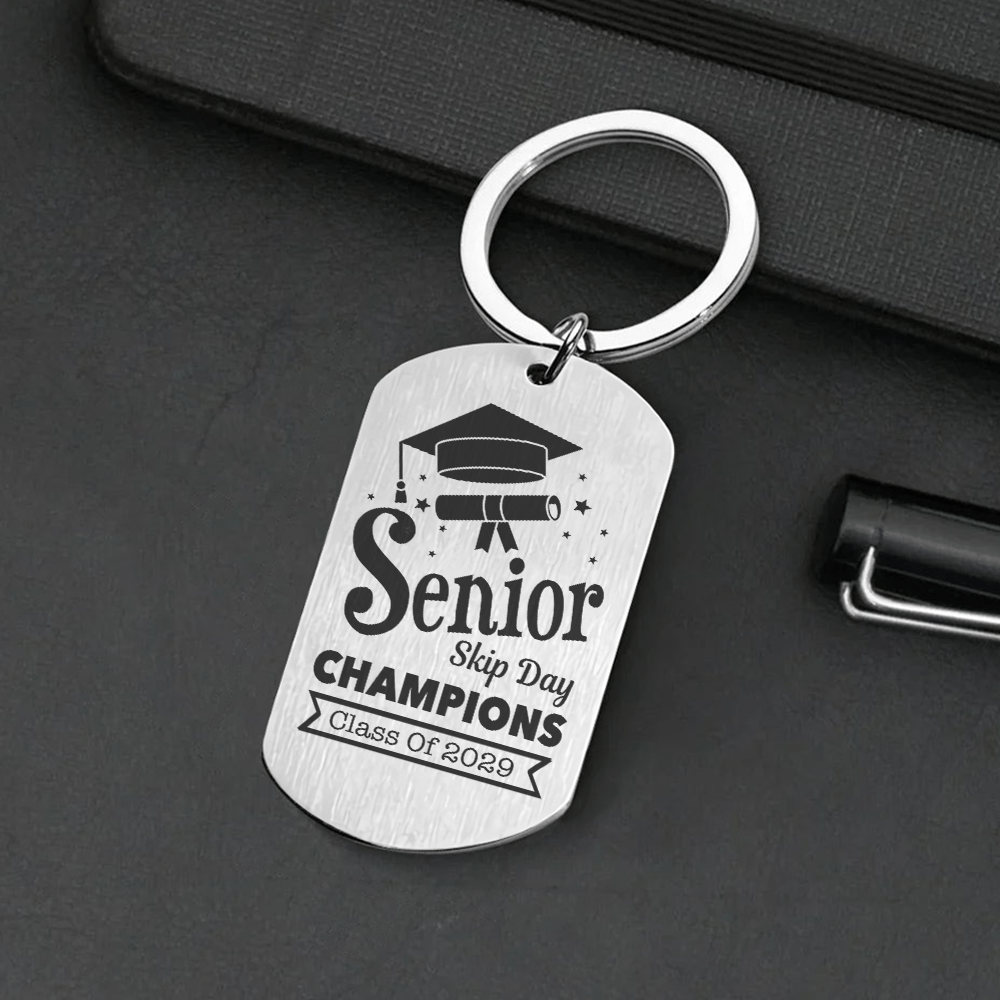 GeckoCustom Senior Skip Day Champions Class Of 2025 Graduation Metal Keychain 890371