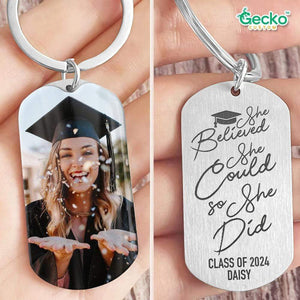 GeckoCustom She Believed She Could So She Did Graduation Metal Keychain HN590