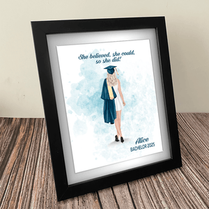 GeckoCustom She Belived, She Could, So She Did It Graduation Gift Picture Frame TH10 892349 Picture Frame / 8"x10"