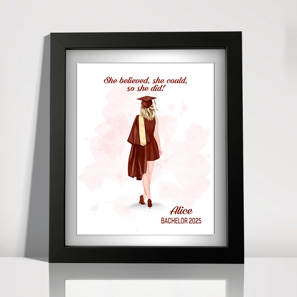 GeckoCustom She Belived, She Could, So She Did It Graduation Gift Picture Frame TH10 892349 Picture Frame / 8"x10"