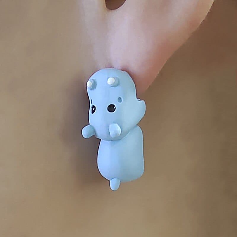 GeckoCustom Soft clay cute animal bite earrings studs - Fun Gift Idea Hippo