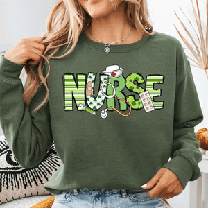 GeckoCustom St. Patrick's Day Nurse Lucky Irish Women Shirt HO82 893404 Sweatshirt (Favorite) / military / S