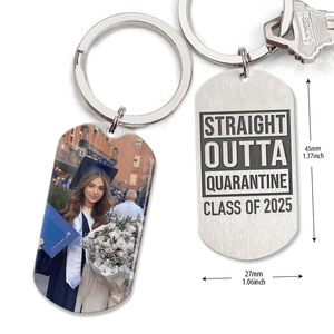 GeckoCustom Straight Outa Quarantine Class Of 2024 Graduation Metal Keychain 890379