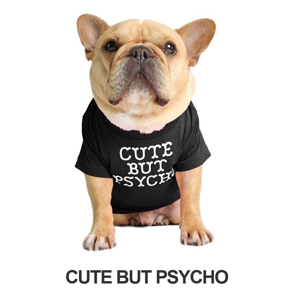 GeckoCustom Summer/Spring Dog Clothes Quality Breathable Pet Clothing Soft Letters Printed French Bulldog Clothes for Small Dogs T-shirt Black B / S
