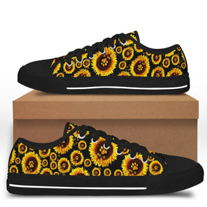 GeckoCustom Sunflower With Dog Paw Black Sole Canvas Shoes Personalized Gift T368 889550