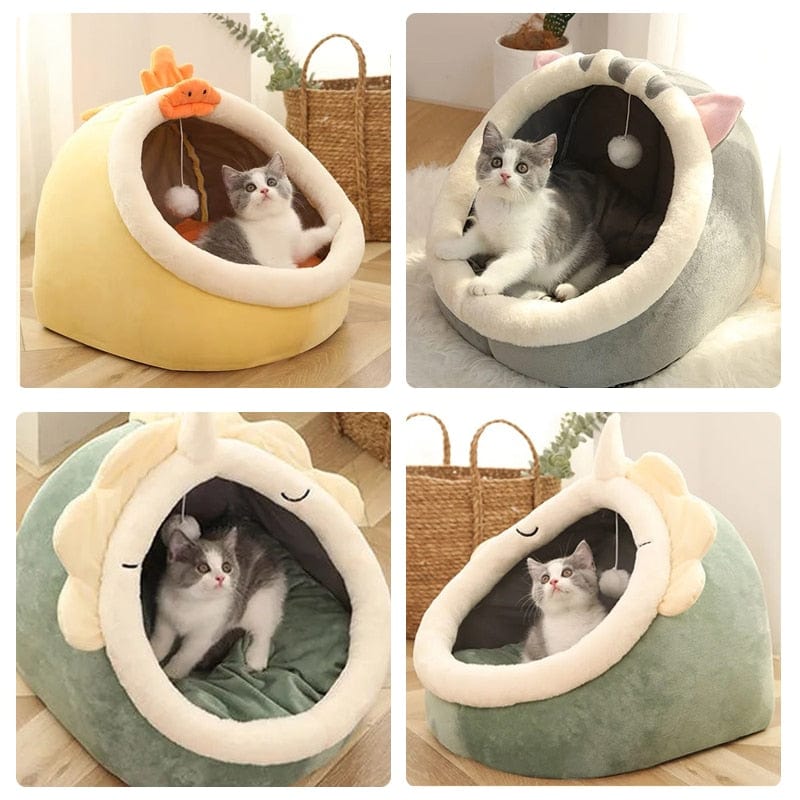GeckoCustom Sweet Cat Bed Warm Pet Basket Cozy Kitten Lounger Cushion Cat House Tent Very Soft Small Dog Mat Bag For Washable Cave Cats Beds