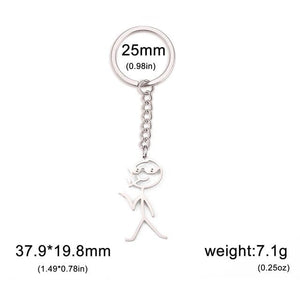 GeckoCustom Teamer Funny Fuxk You Middle Finger Stickman Keychain 2023 Cute Trend School Bag Car Key Pendant Couple New Trinket Gift Keyring Smoking-S