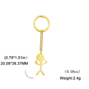 GeckoCustom Teamer Funny Fuxk You Middle Finger Stickman Keychain 2023 Cute Trend School Bag Car Key Pendant Couple New Trinket Gift Keyring Middle Finger 1-G