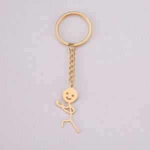 GeckoCustom Teamer Funny Fuxk You Middle Finger Stickman Keychain 2023 Cute Trend School Bag Car Key Pendant Couple New Trinket Gift Keyring Middle Finger 3-G