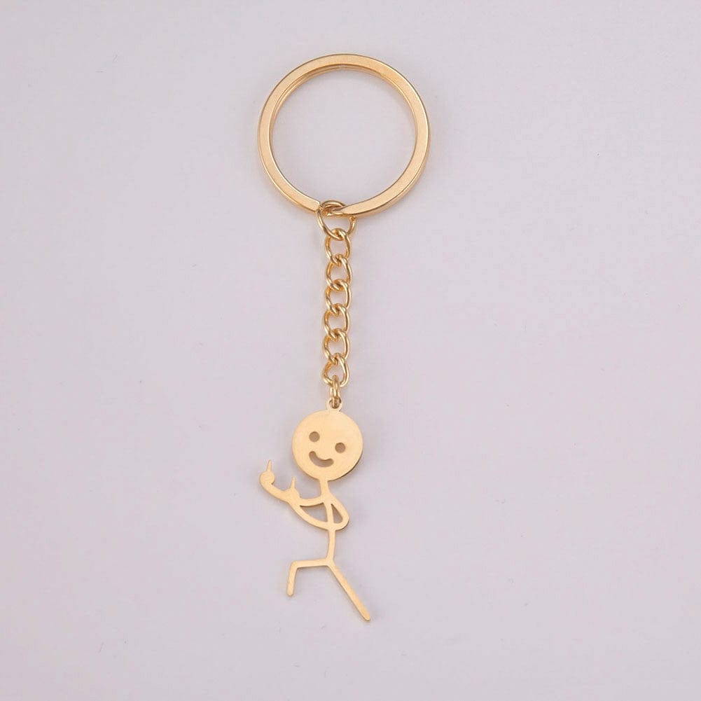 GeckoCustom Teamer Funny Fuxk You Middle Finger Stickman Keychain 2023 Cute Trend School Bag Car Key Pendant Couple New Trinket Gift Keyring Middle Finger 3-G