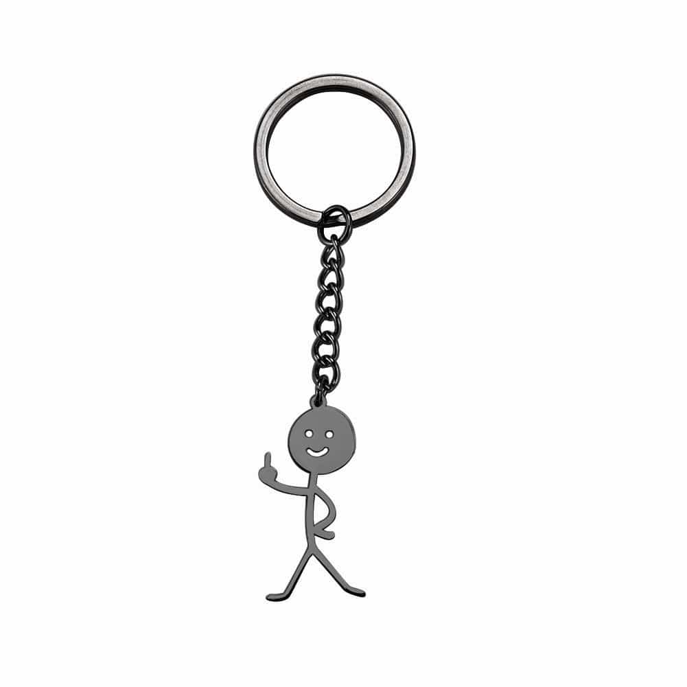 GeckoCustom Teamer Funny Fuxk You Middle Finger Stickman Keychain 2023 Cute Trend School Bag Car Key Pendant Couple New Trinket Gift Keyring Middle Finger 2-B