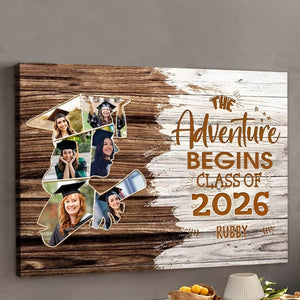 GeckoCustom The Adventure Begins Canvas Upload Photo, Graduation Gift 890355