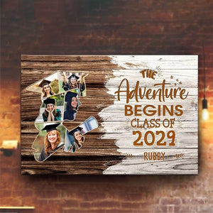 GeckoCustom The Adventure Begins Canvas Upload Photo, Graduation Gift 890355