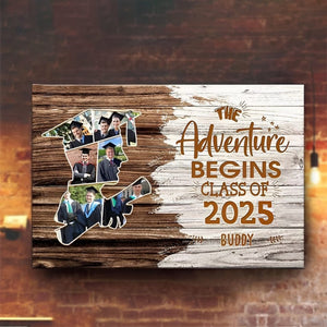 GeckoCustom The Adventure Begins Canvas Upload Photo, Graduation Gift 890355